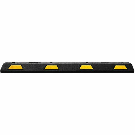 PLASTICADE 6' Black Rubber Car Stop / Parking Block with 4 Reflective Yellow Stripes STN-6Y 466STN6Y